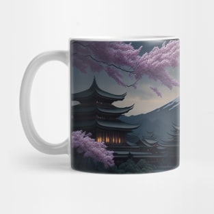 Serene Mount Fuji Sunset - Peaceful River Scenery - Lotus Flowers Mug